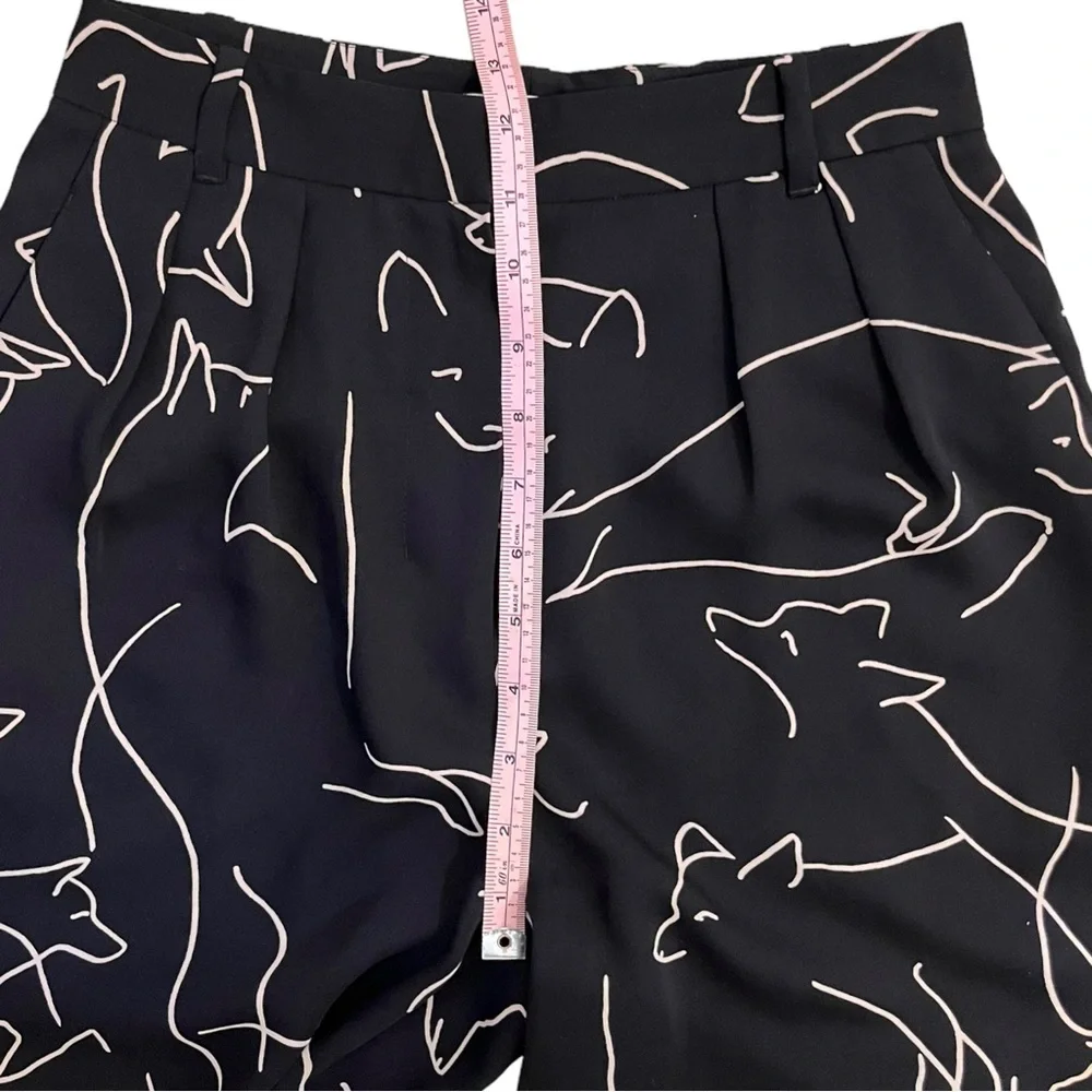 Babaton Pants Fox Print Sz 2 Black Tan Classic Baggy Fit Tapered Leg Aritzia - Picture 12 of 16